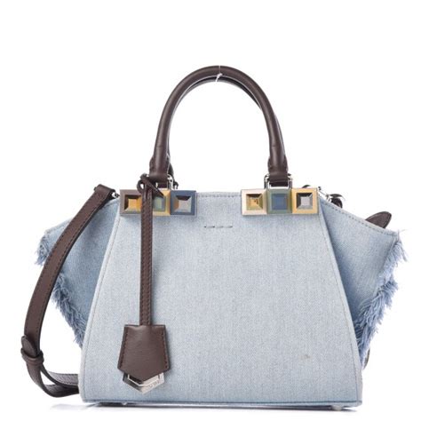 fendi 3jours mini|FENDI Denim Studded Mini 3Jours Tote Light Blue.